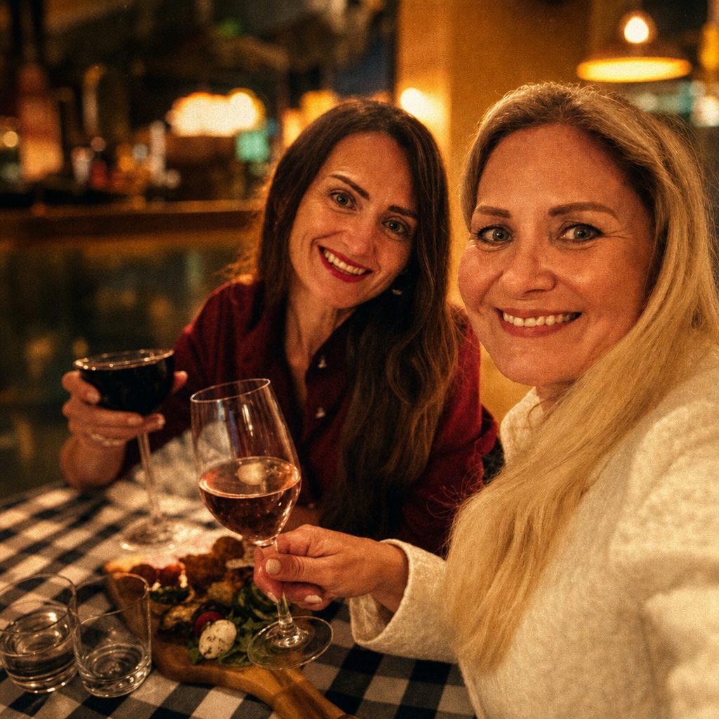 Guests toasting around the table